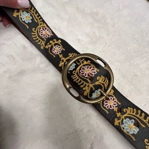 Lucky Brand Embroidered Belt with Brass Buckle